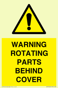 WV10422: WARNING ROTATING PARTS BEHIND COVER