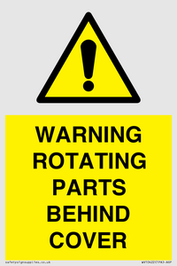 WV10422: WARNING ROTATING PARTS BEHIND COVER