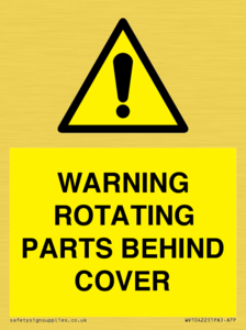 WV10422: WARNING ROTATING PARTS BEHIND COVER