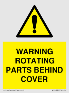 WV10422: WARNING ROTATING PARTS BEHIND COVER