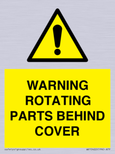 WV10422: WARNING ROTATING PARTS BEHIND COVER