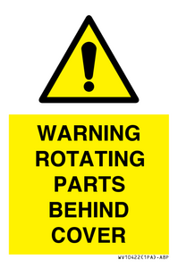 WV10422: WARNING ROTATING PARTS BEHIND COVER