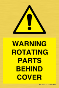WV10422: WARNING ROTATING PARTS BEHIND COVER