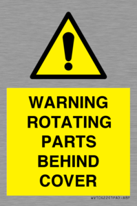 WV10422: WARNING ROTATING PARTS BEHIND COVER