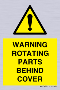 WV10422: WARNING ROTATING PARTS BEHIND COVER