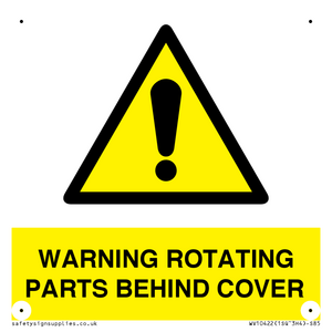 WV10422: WARNING ROTATING PARTS BEHIND COVER