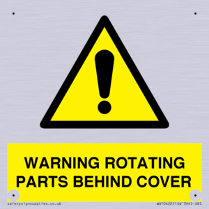 WV10422: WARNING ROTATING PARTS BEHIND COVER