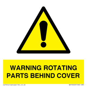 WV10422: WARNING ROTATING PARTS BEHIND COVER