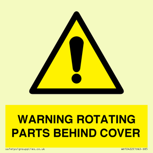 WV10422: WARNING ROTATING PARTS BEHIND COVER