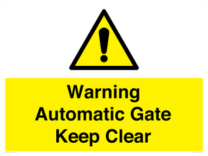 WV10563: Warning Automatic Gate Keep Clear