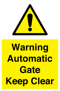 WV10563: Warning Automatic Gate Keep Clear