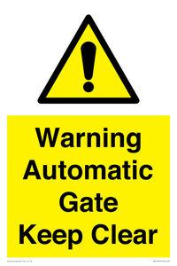 WV10563: Warning Automatic Gate Keep Clear