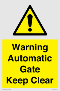 WV10563: Warning Automatic Gate Keep Clear