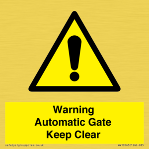 WV10563: Warning Automatic Gate Keep Clear
