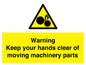 WV10696: Warning - Keep your hands clear of moving machinery parts