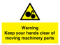 WV10696: Warning - Keep your hands clear of moving machinery parts
