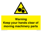 WV10696: Warning - Keep your hands clear of moving machinery parts