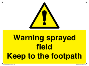 WV12031: Warning sprayed field Keep to the footpath