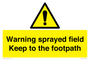 WV12031: Warning sprayed field Keep to the footpath