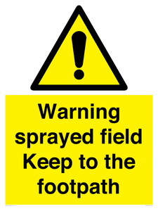 WV12031: Warning sprayed field Keep to the footpath