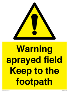 WV12031: Warning sprayed field Keep to the footpath