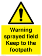 WV12031: Warning sprayed field Keep to the footpath