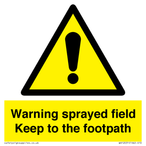 WV12031: Warning sprayed field Keep to the footpath
