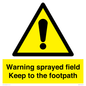 WV12031: Warning sprayed field Keep to the footpath