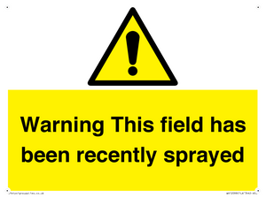WV12098: Warning This field has been recently sprayed
