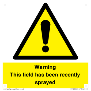 WV12098: Warning This field has been recently sprayed