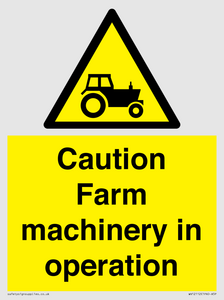 WV12112: Caution Farm machinery in operation