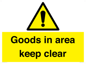 WV12317: Goods In Area Keep Clear floor sign