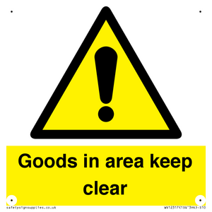WV12317: Goods In Area Keep Clear floor sign
