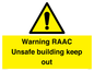 WV12348: Warning RAAC Unsafe building keep out