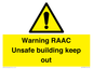 WV12348: Warning RAAC Unsafe building keep out