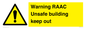 WV12348: Warning RAAC Unsafe building keep out