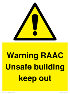 WV12348: Warning RAAC Unsafe building keep out