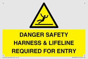 WV12629: DANGER SAFETY HARNESS & LIFELINE REQUIRED FOR ENTRY