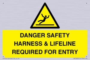 WV12629: DANGER SAFETY HARNESS & LIFELINE REQUIRED FOR ENTRY