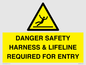 WV12629: DANGER SAFETY HARNESS & LIFELINE REQUIRED FOR ENTRY