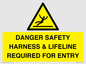 WV12629: DANGER SAFETY HARNESS & LIFELINE REQUIRED FOR ENTRY