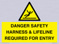 WV12629: DANGER SAFETY HARNESS & LIFELINE REQUIRED FOR ENTRY