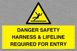 WV12629: DANGER SAFETY HARNESS & LIFELINE REQUIRED FOR ENTRY