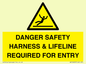 WV12629: DANGER SAFETY HARNESS & LIFELINE REQUIRED FOR ENTRY