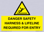 WV12629: DANGER SAFETY HARNESS & LIFELINE REQUIRED FOR ENTRY