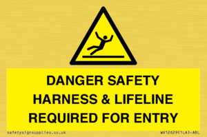 WV12629: DANGER SAFETY HARNESS & LIFELINE REQUIRED FOR ENTRY