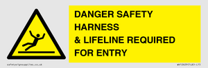 WV12629: DANGER SAFETY HARNESS & LIFELINE REQUIRED FOR ENTRY