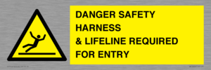 WV12629: DANGER SAFETY HARNESS & LIFELINE REQUIRED FOR ENTRY