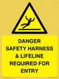 WV12629: DANGER SAFETY HARNESS & LIFELINE REQUIRED FOR ENTRY