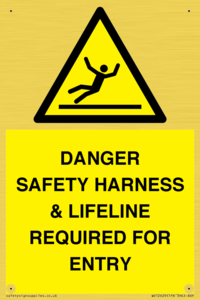WV12629: DANGER SAFETY HARNESS & LIFELINE REQUIRED FOR ENTRY